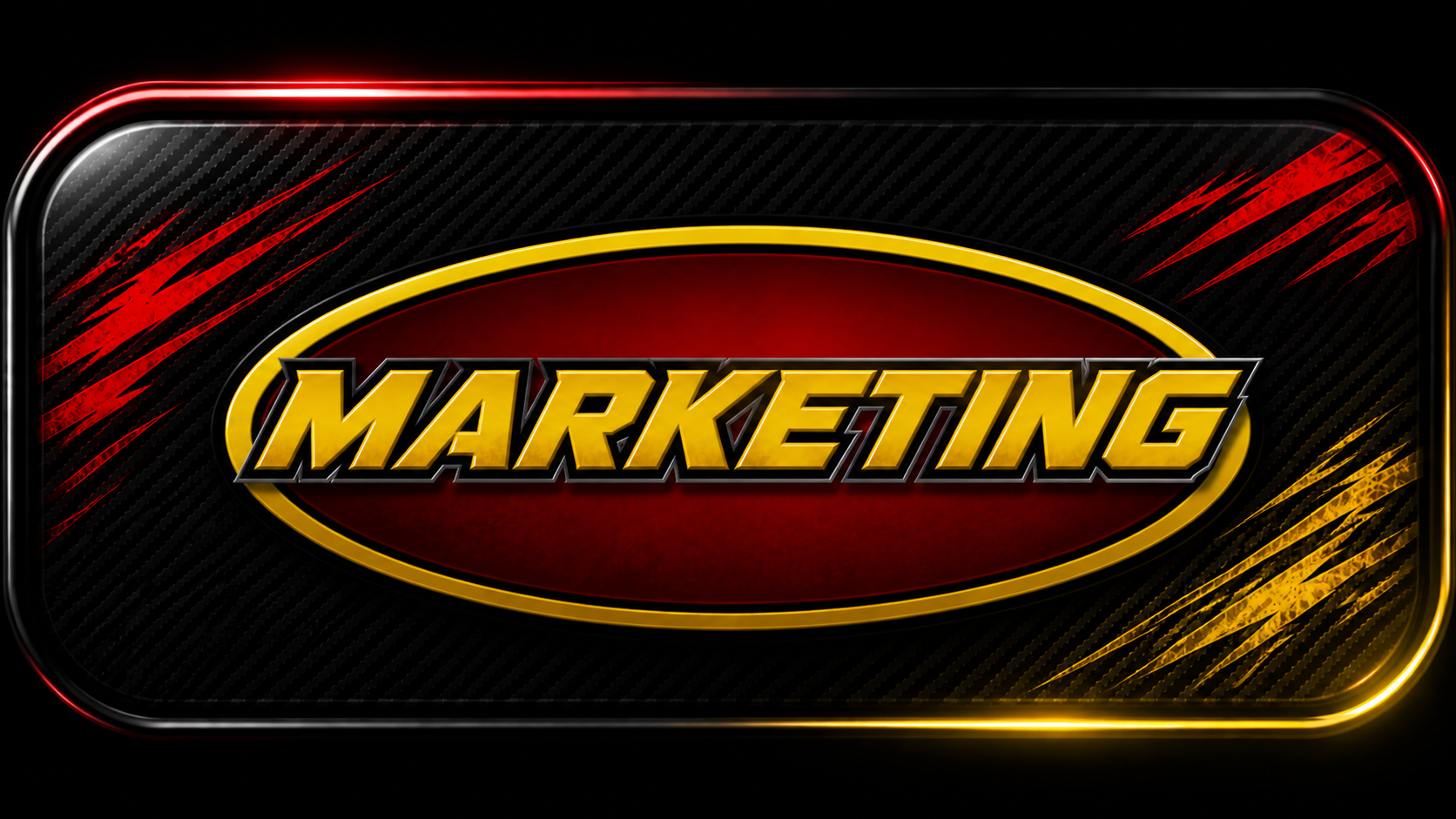 Neon sign with the word 'MARKETING' on a dark background